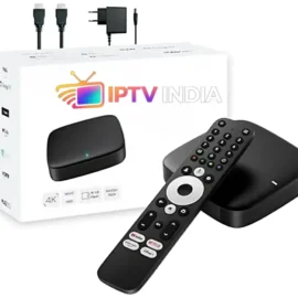 MAG555 4K IPTV Box – Google TV, Dolby Audio, HDR, Chromecast & Voice Control